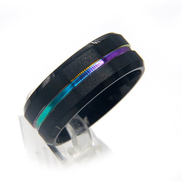 Black men's ring with neon multi colors. - Picture 2 of 3